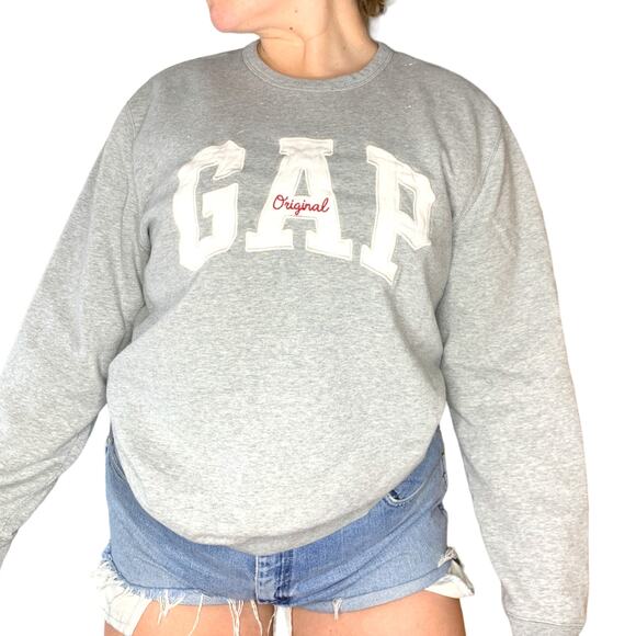 Vintage Y2K GAP Grey Big Logo Original Crewneck Pullover Hoodie Sweatshirt XL - Picture 3 of 5
